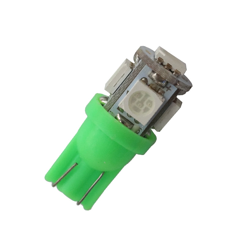 T10 - GROEN - 5 LED - 12V - 5050 SMD T10 - GROEN - 5 LED - 12V - 5050 SMD